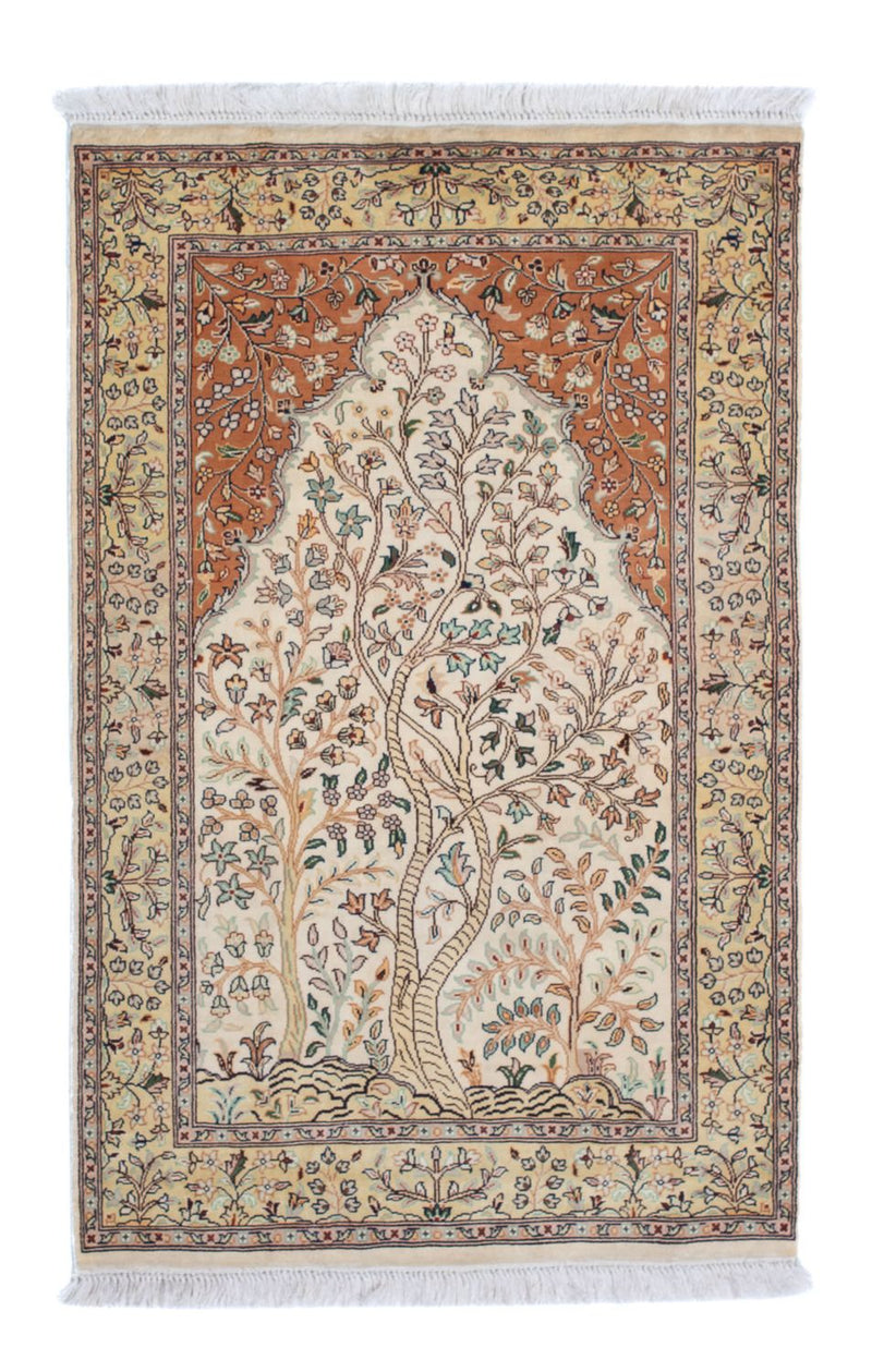 Jedwabny dywan - Kashmir Silk - 124 x 76 cm - beżowy