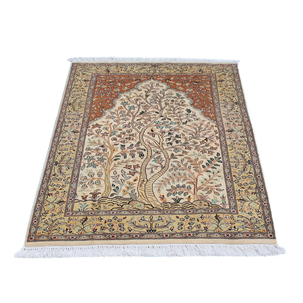 Jedwabny dywan - Kashmir Silk - 124 x 76 cm - beżowy