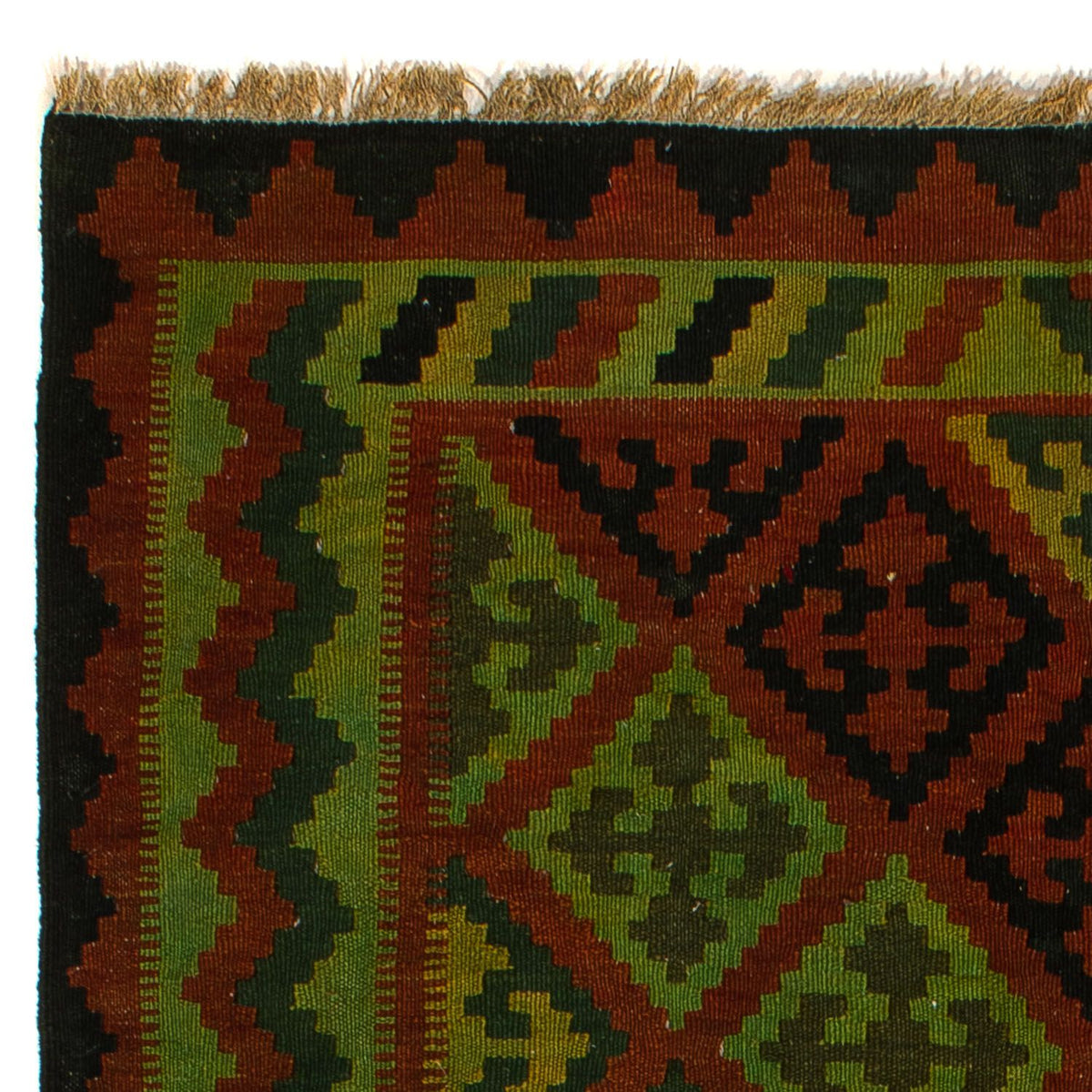 Dywan Kelim - Orientalny - 197 x 148 cm - ciemna zieleń