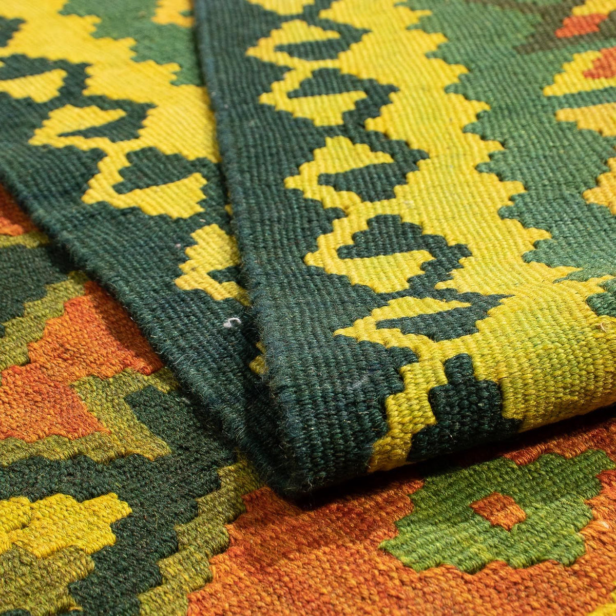 Dywan Kelim - Orientalny - 208 x 150 cm - ciemna zieleń