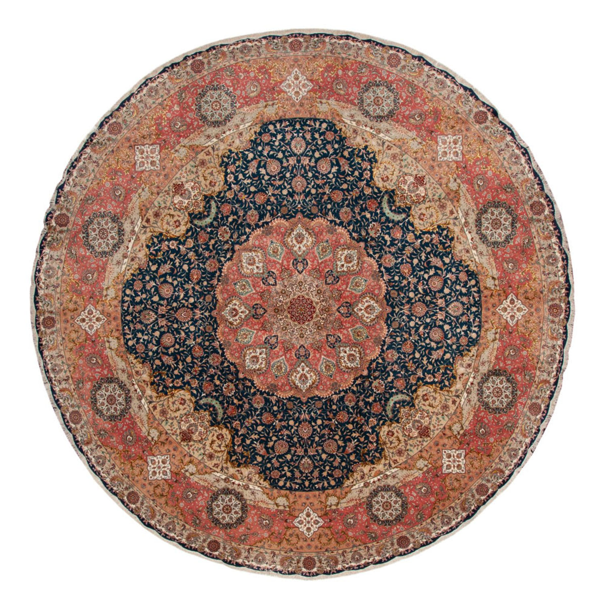 Dywan perski - Tabriz - Premium okrągły  - 500 x 500 cm - niebieski