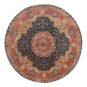 Dywan perski - Tabriz - Premium okrągły  - 500 x 500 cm - niebieski