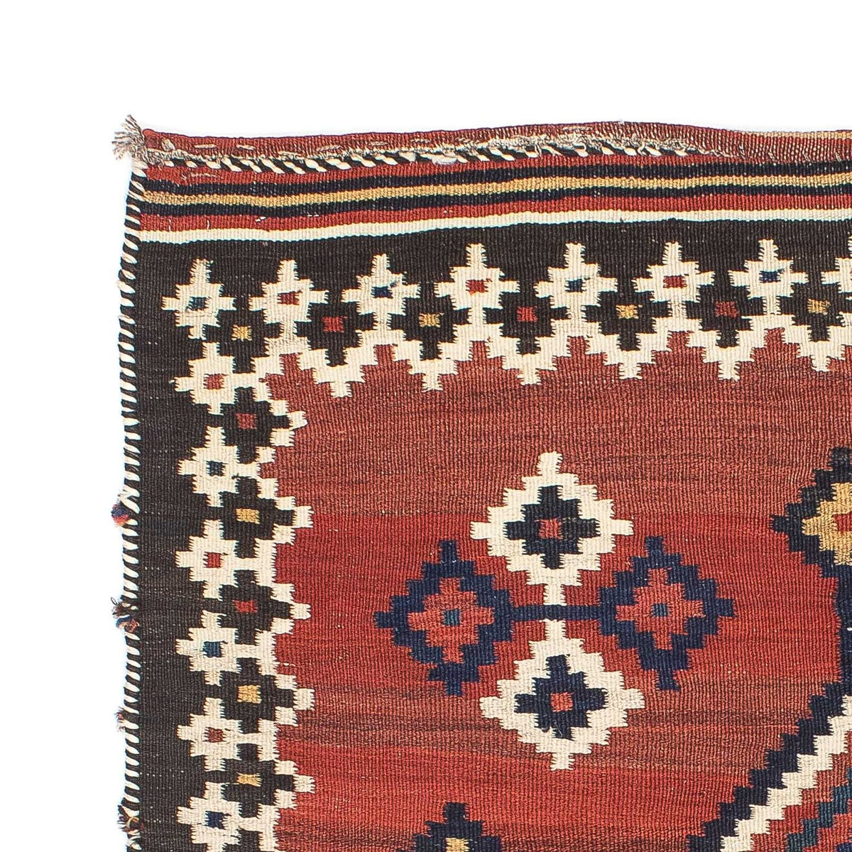 Dywan Kelim - Orientalny kwadratowy  - 144 x 132 cm - ciemna czerwień