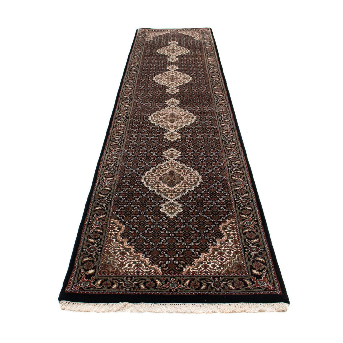 Biegacz Dywan perski - Tabriz - 393 x 83 cm - ciemnoniebieski