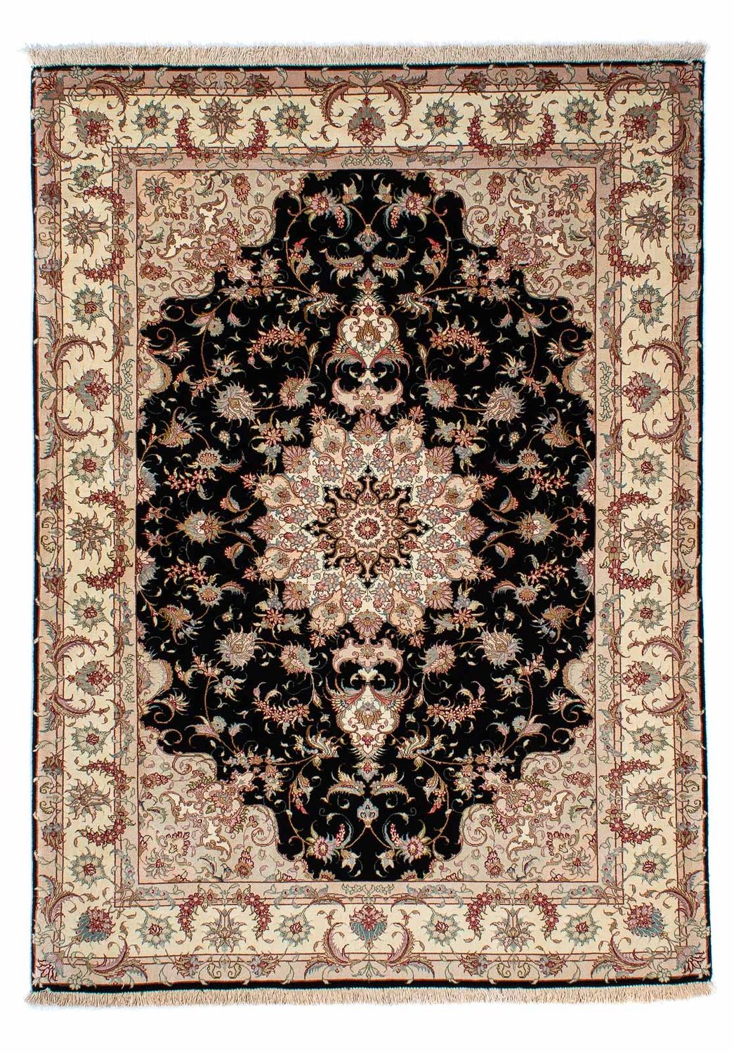 Dywan perski - Tabriz - 213 x 152 cm - ciemnoniebieski
