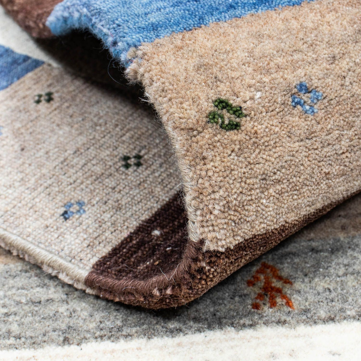 Dywan Gabbeh - Loribaft Perski - 204 x 142 cm - ciemnoniebieski