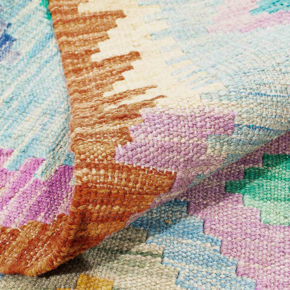 Dywan Kelim - Splash - 180 x 136 cm - jasnoniebieski