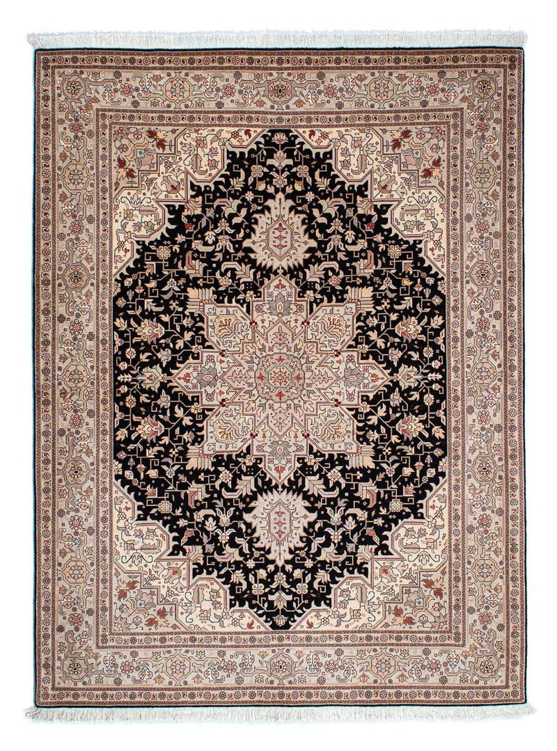 Dywan perski - Tabriz - Premium - 206 x 151 cm - ciemnoniebieski