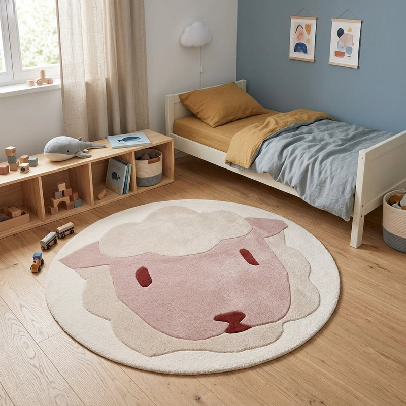 Kinderteppich Schaf rund